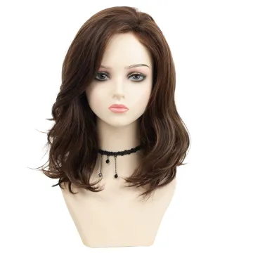 Brown with Blonde Highlight Natural Wavy Wigs