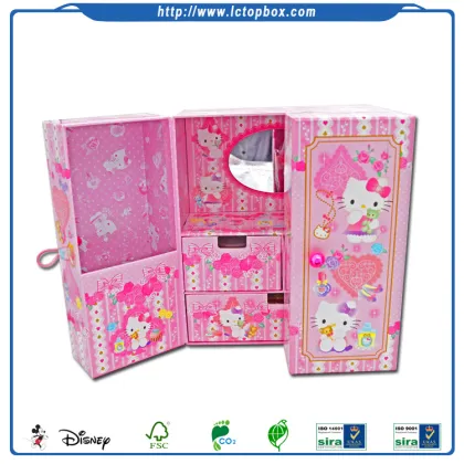 Handmade Cardboard Kitty Cartoon Children Jewelry Set Box