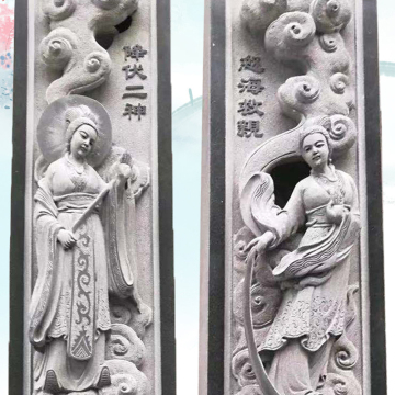 Stone mural sculpture in temple garden