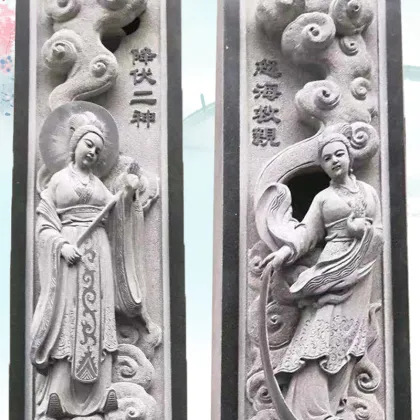 Stone mural sculpture in temple garden