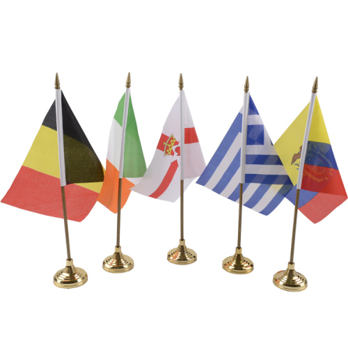 custom table desk flags with pole and base