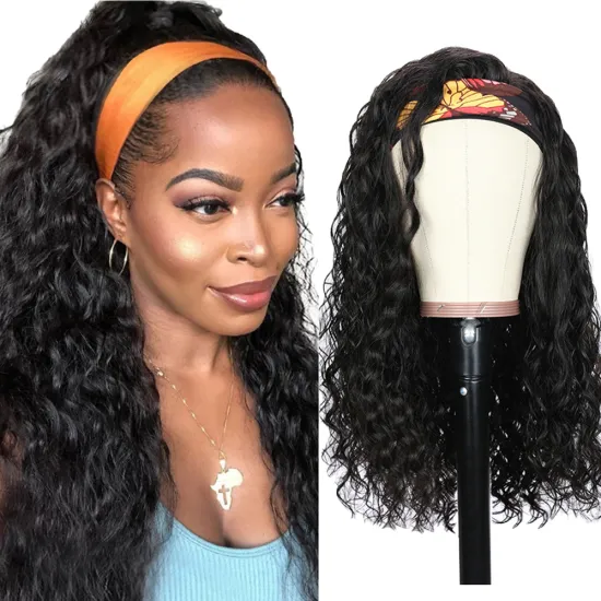 BIS 28 Brazilian 100% human hair curly wave headband  wigs seamless wigs 150 density Remy human hair wigs for black women