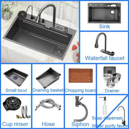 Stainless Steel Workstation Smart Waterfall Kitchen Sink