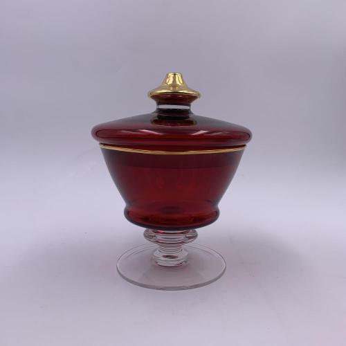 2020 Wholesale round red glass jar with lid