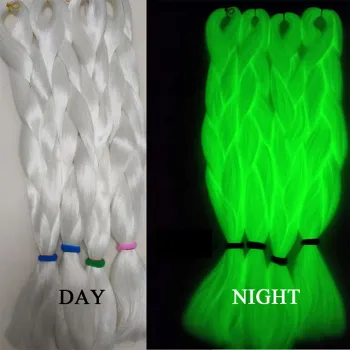 Glowing Braids Synthetic Crochet Hair Extension 24 inch Shining in Dark Synthetic Weaves Attachment Hair