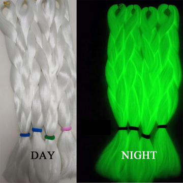 Glowing Braids Synthetic Crochet Hair Extension 24 inch Shining in Dark Synthetic Weaves Attachment Hair