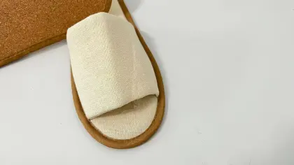 Buy Hotel Slippers with Cork Wood Sole and Canvas Disposable Slip-ons