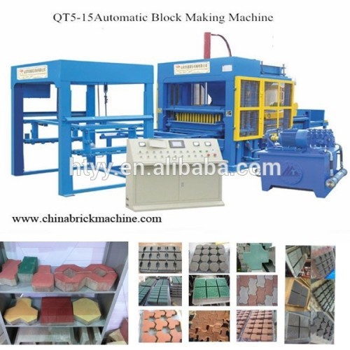 HT QT5-15 automatic hollow block making machine with cement mixing machine