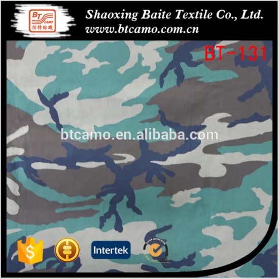High quality China product woven printing woodland miltary camouflage fabric BT-131
