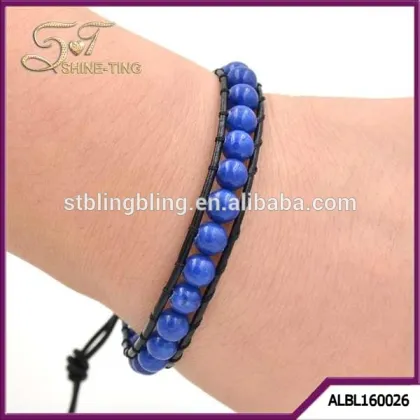 Wholesale 6mm blue stone beaded couple bracelet