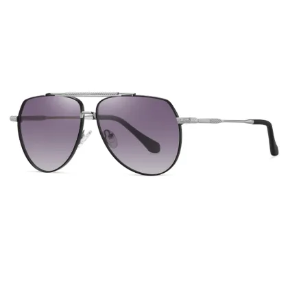 Aviator Double-Bridge Trendy Sunglasses
