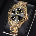 Luxe Retro Gouden Quartz Horloges AIYISHI Top Merk Rvs Luxe Kalender Waterdicht Lichtgevende Horloge Man Horloges: