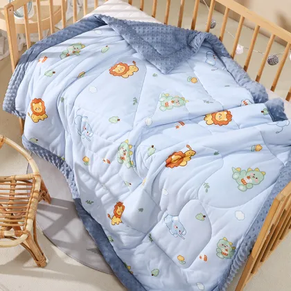 Factory Direct Baby Blanket: Knit Swaddle Quilt with Minky Dot Print