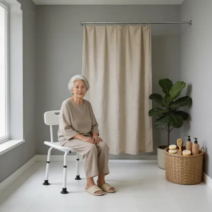 Adjustable Height Anti-Fall Foldable Shower Chair