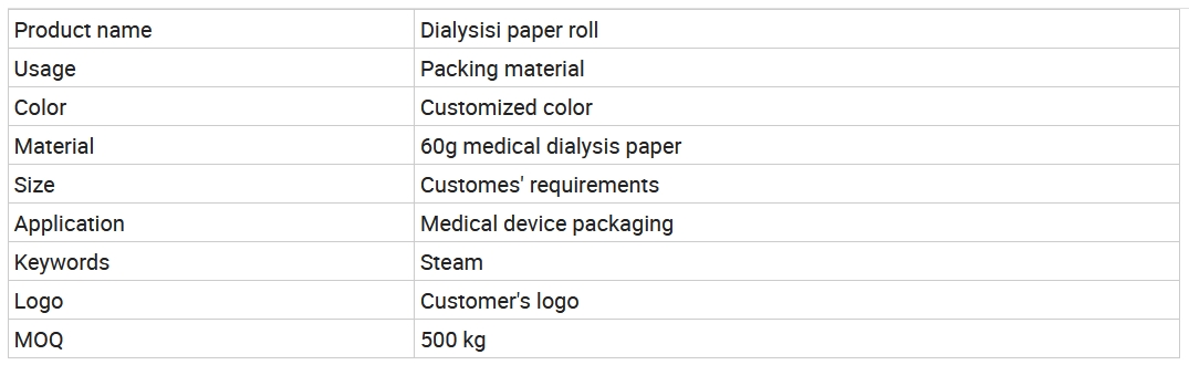 Medical packaging dialysis paper roll