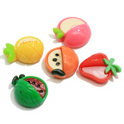 Varios tipos de cabujones de resina Kawaii con forma de fruta, adornos de bricolaje hechos a mano, decoración con encanto de limo