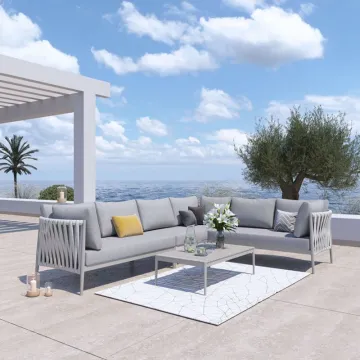 Modern All-Weather Handmade Woven Rope Outdoor Sofa Furniture Set
