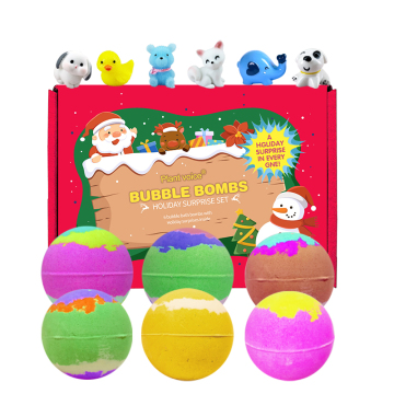 Bolas de bombas de baño de Navidad con juguetes - Paquete al por mayor de 2 zarzas para el baño para niños