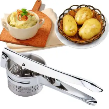 Professional Premium Stainless Steel Potato Ricer, Masher & Garlic Press for Perfectly Smooth Vegetables and Fruits