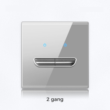 Chinese Factory 1 Gang Toggle Light Switches with Grey Glass Panel and 1 Smile Button for Home Wall Switches & Sockets