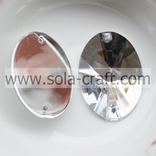 Plate Faceted Acrylic Crystal Oval Sew-on Bead Rectangle