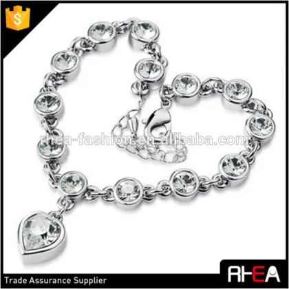 heart shape pendant bracelet,crystal bracelet,wholesale fashion lover gift bracelet