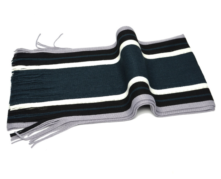 Vertical Stripes Knitting Scarf Navy