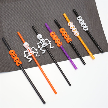 Skeleton Pumpkin Drinking Straw - Halloween Straw Topper Drinking Accessories