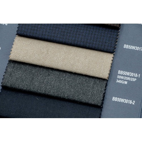 Camel Chevron 50% Wool Suiting Fabric