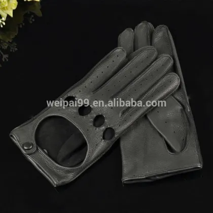 Top quality women black breathable driving gloves deerskin leather gloves