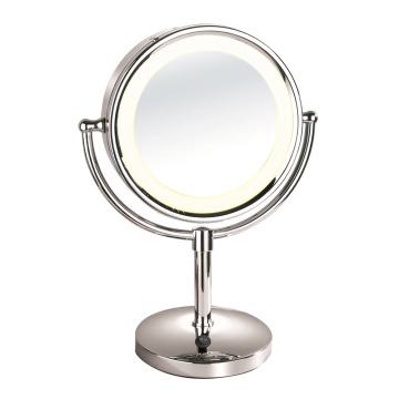Double vanity mirror with light