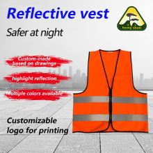 เสื้อกั๊กเซฟตี้ผ้าถักซิป สีส้ม