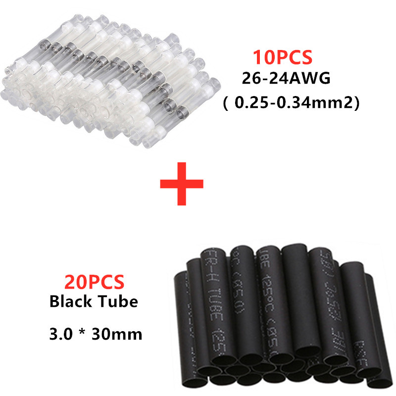 100PCS Heat Shrink Connectors Seal Solder Sleeves Wire Connectors Waterproof Fast Butt Splice Terminals Heat Shrinking Tube Kit