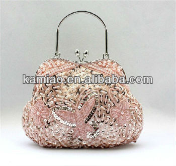 women fashion handmade handbags vintage paillette bags pearl beaded evening bag