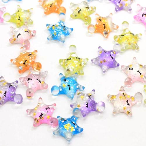 21mm Glitter Star Rhinestone Flat Back Resin Slime Charms for Bows DIY Scrapbooking Phone Decor