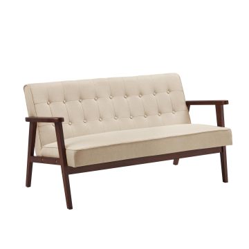 Customized Nordic Wooden Tufted Fabric Armchair