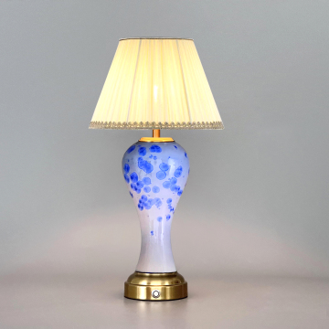 Lampu meja seramik retro tersuai - lampu meja tanpa wayar yang boleh dicas semula moden untuk ruang tamu dan bilik tidur