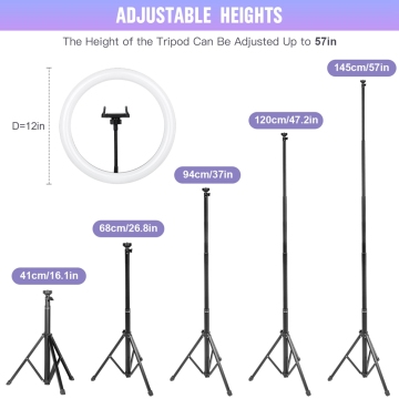 Luz de anillo de 12 pulgadas 3000-6500K con trípode