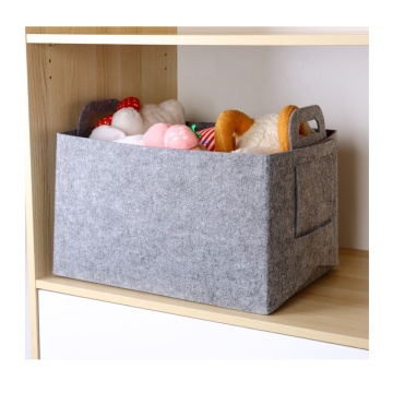 Panier de rangement de vêtements pliables en feutre doux avec poignée pour l'organisation de courtepointe sous le lit