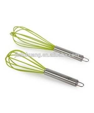 Hot sale food grade non-stick safe silicone egg whisk withstainless steel