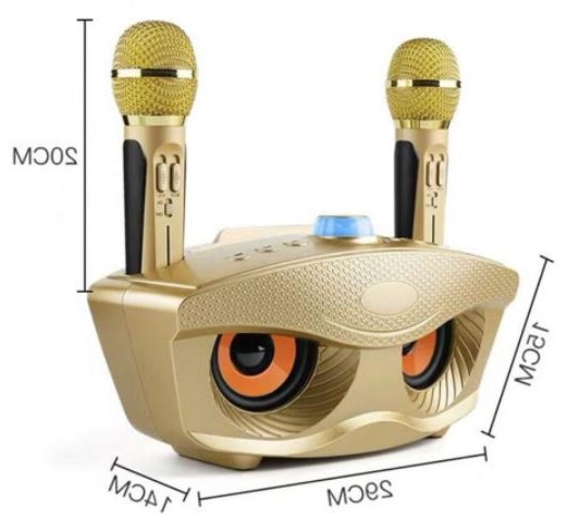 Lindo altavoz de karaoke portátil de búho dorado