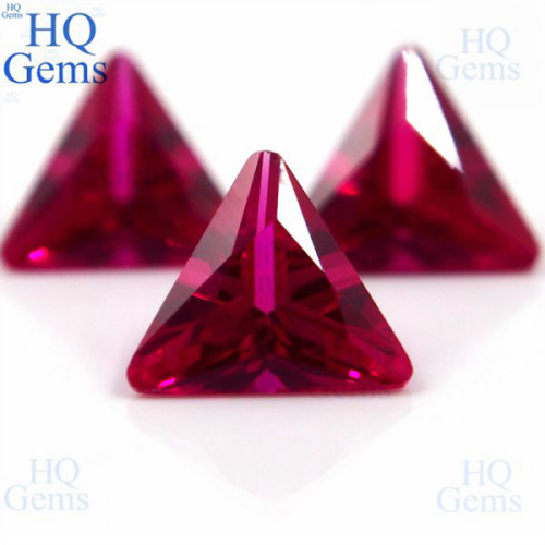 China machine cut 5# red color triangle ruby corundum gems
