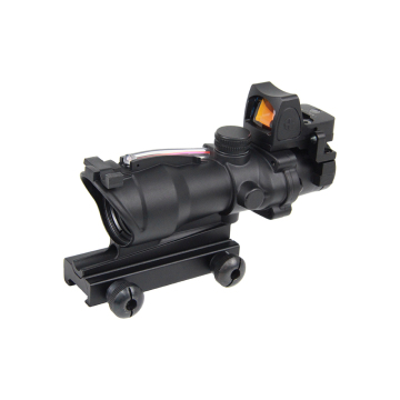 LUGER 4X32 Real Fiber Optics Red Dot Sight with Illuminated Chevron Reticle