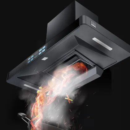 Nanno Black Large Suction 90cm T Type Range Hood for Kitchen
