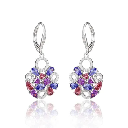 Elegant Fashion Round Earrings with Colorful CZ