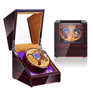 Watch Watch LED kayu solid dengan motor yang tenang: Penyelenggara arloji otomatis yang menampilkan 5 mode rotasi