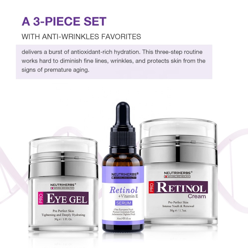 Customized Logo 3 in 1 Anti-Aging Serum Retinol Skin Care Face Set