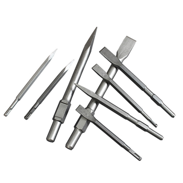 Professional HKTools 65A Shank Point Flat Chisel Electric Hammer Chisels for Masonry, Concrete, and Stone Work