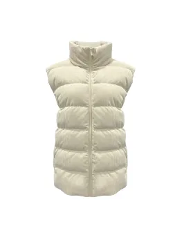 Ladies' beige striped down vest