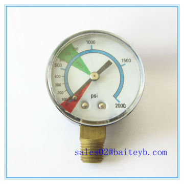 2.0"(50mm)steel case snap on plastic window pressure gauge ,1/4NPT